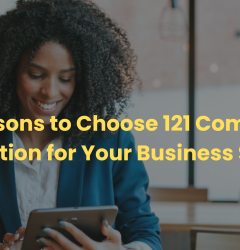 a woman using a tablet with the words 10 reasons to choose 121 company formation